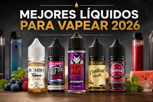 Botellas de e-líquido para vapear de distintos sabores